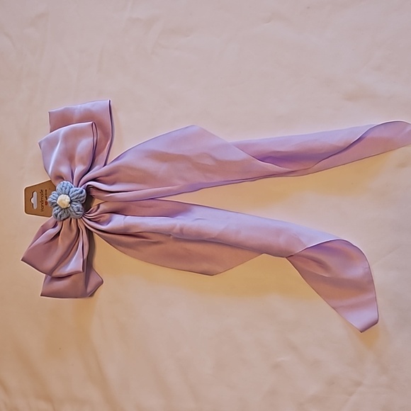 Hand Crafted lavander bow hair clip barrette clip bohemian crochet blue flower - Picture 17 of 17